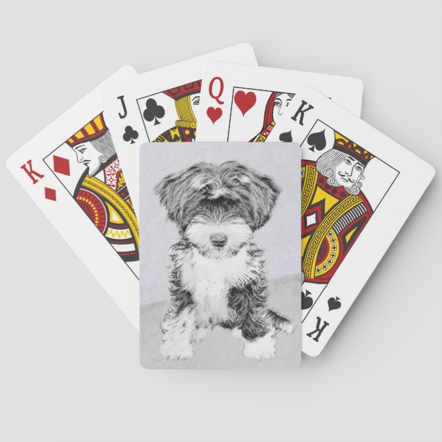 Tibetansk terrier-målning - Cute Original Hund Art Casinokort (Baksidan)