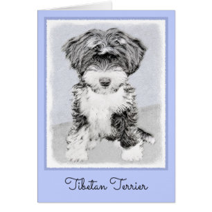 Tibetansk terrier-målning - Cute Original Hund Art Hälsningskort