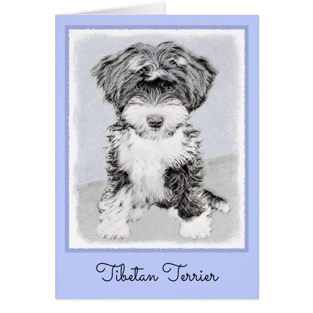 Tibetansk terrier-målning - Cute Original Hund Art Hälsningskort (Framsidan)
