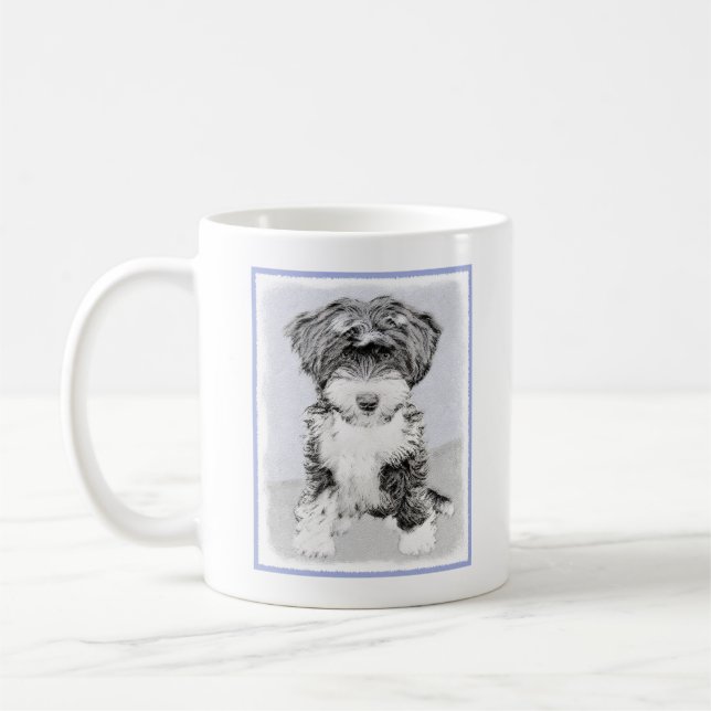 Tibetansk terrier-målning - Cute Original Hund Art Kaffemugg (Vänster)