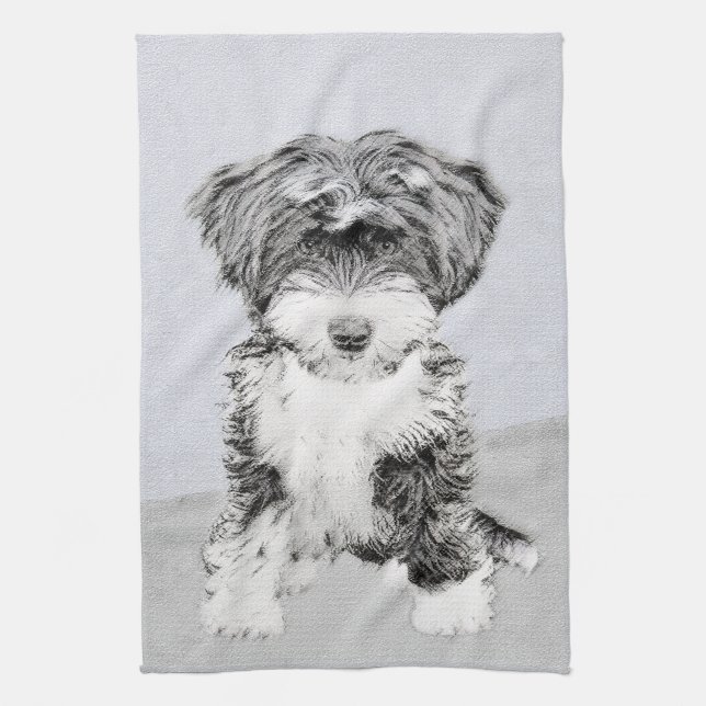 Tibetansk terrier-målning - Cute Original Hund Art Kökshandduk (Vertikal)