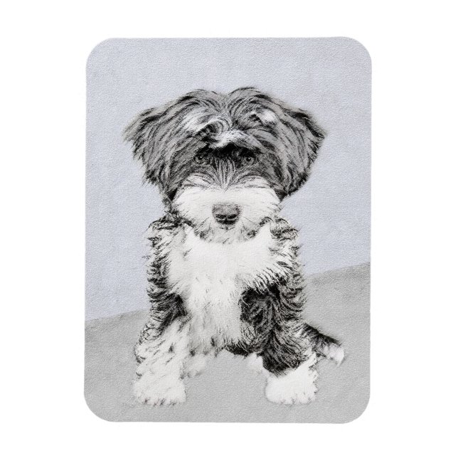 Tibetansk terrier-målning - Cute Original Hund Art Magnet (Vertikal)
