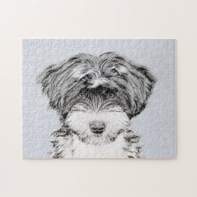 Tibetansk terrier-målning - Cute Original Hund Art Pussel (Horisontell)