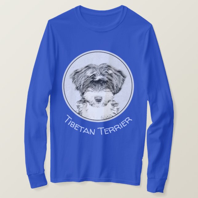 Tibetansk terrier-målning - Cute Original Hund Art T Shirt (Design framsida)