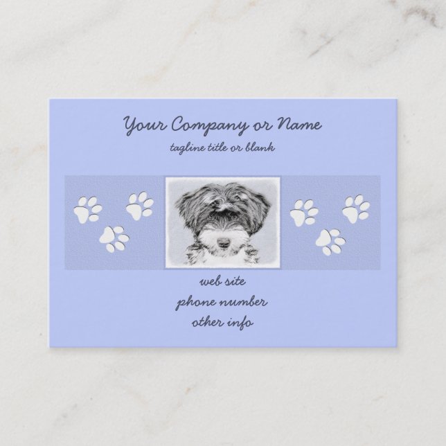Tibetansk terrier-målning - Cute Original Hund Art Visitkort (Framsida)