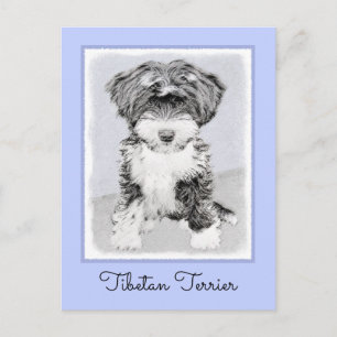 Tibetansk terrier-målning - Cute Original Hund Art Vykort