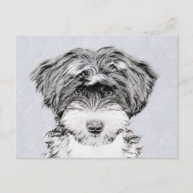 Tibetansk terrier-målning - Cute Original Hund Art Vykort (Framsida)