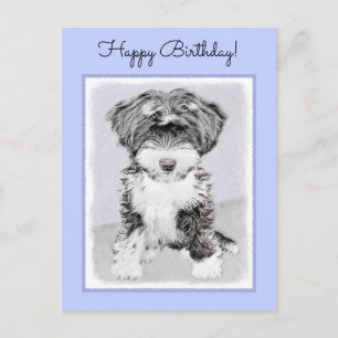 Tibetansk terrier-målning - Cute Original Hund Art Vykort