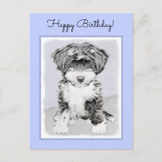 Tibetansk terrier-målning - Cute Original Hund Art Vykort (Framsida)
