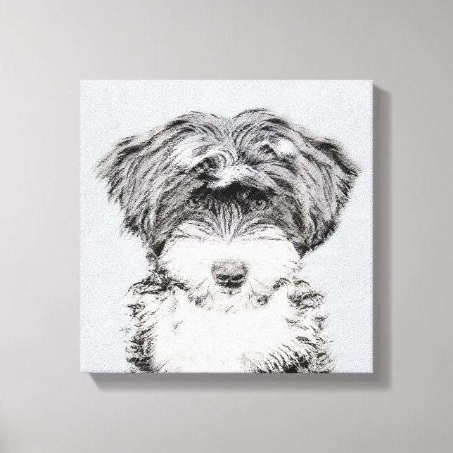Tibetansk Terrier-målning - Söt Original Hundkonst Canvastryck (Framsida)