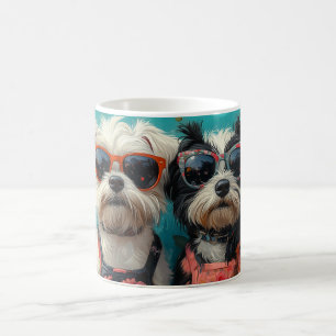 Tibetansk Terrier med hjärtrusor Alla hjärtans dag Kaffemugg
