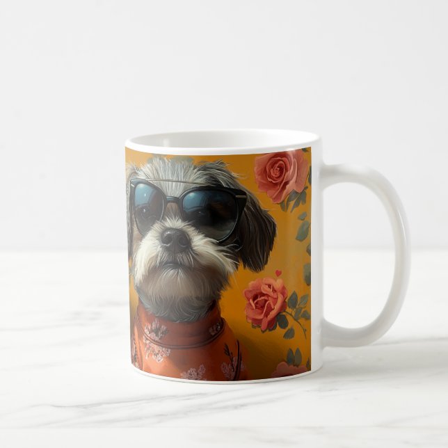 Tibetansk Terrier med hjärtrusor Alla hjärtans dag Kaffemugg (Höger)