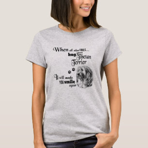 Tibetansk terrier modern art söt hund aveln sloga t shirt