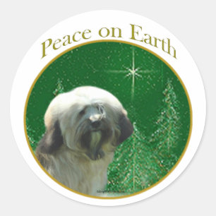 Tibetansk terrier Peace Runt Klistermärke