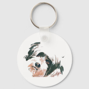Tibetansk Terrier porträtt Nyckelring