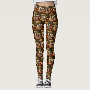 Tibetansk terrier Puppy Autumn Delight Pumpkin Leggings
