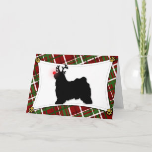 Tibetansk terrier Reindeer-julkort Helgkort