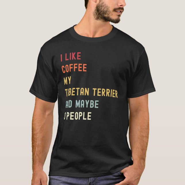 Tibetansk terrier Retro-Hund och kaffe T Shirt (Framsida)
