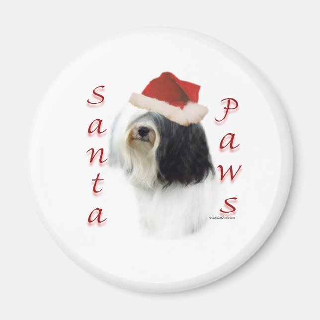 Tibetansk Terrier Santa Tassar Magnet (Framsidan)
