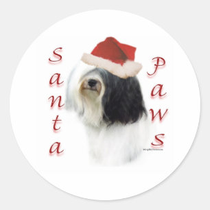Tibetansk Terrier Santa Tassar Runt Klistermärke