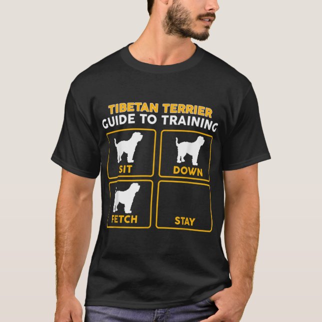 Tibetansk Terrier T-Shirt Funny Guide to Training (Framsida)