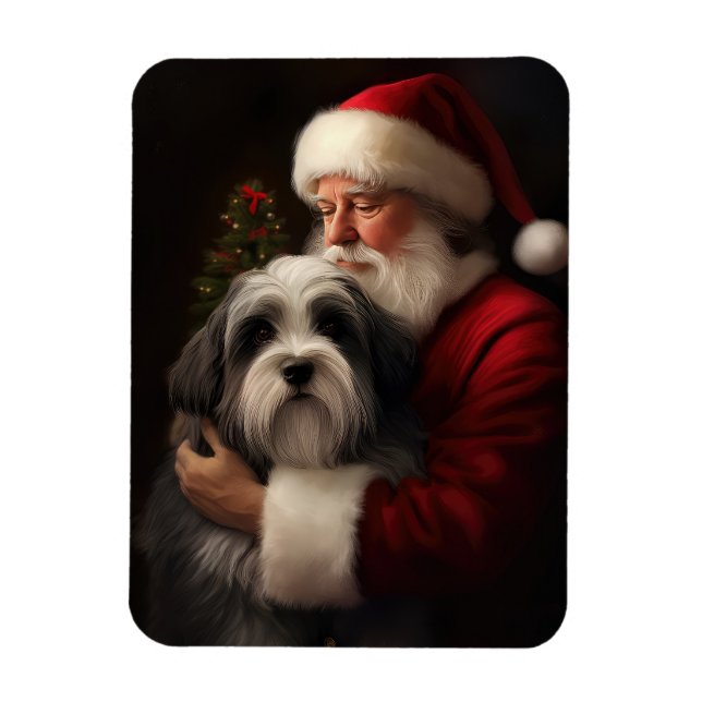 Tibetansk Terrier Tomte Festiv Jul  Magnet (Vertikal)