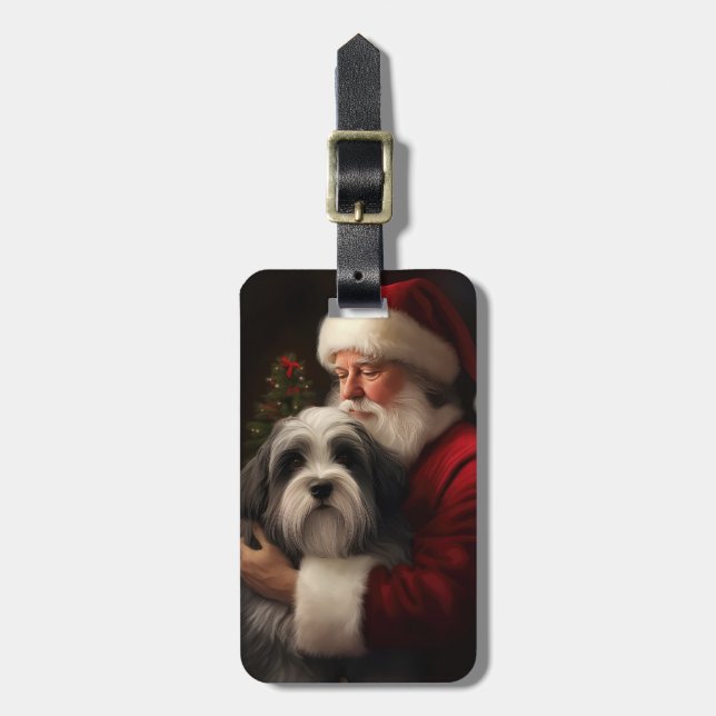 Tibetansk Terrier Tomte Jul  Bagagebricka (Vertikal Framsida)
