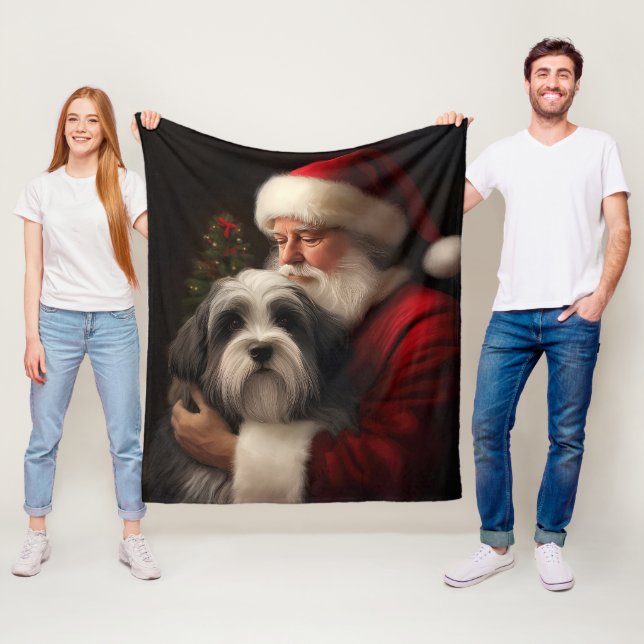 Tibetansk Terrier Tomte Jul Firande Julfirande Fleecefilt (På plats)