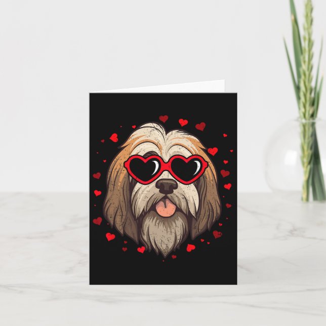 Tibetansk Terrier Valentine Hjarta Söta Hundälskar Kort (Framsida)