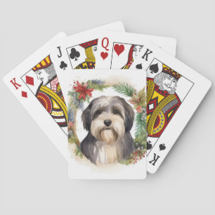 Tibetansk terrier-Valp för julkrans Casinokort