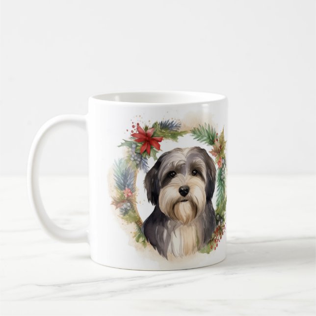Tibetansk terrier-Valp för julkrans Kaffemugg (Vänster)