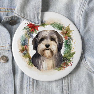 Tibetansk terrier-Valp för julkrans Knapp