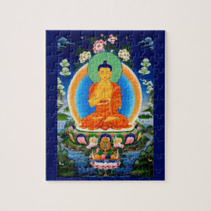 Tibetansk Thangka Prabhutaratna Buddha Jigszle Puz Pussel
