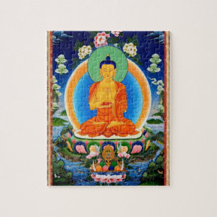 Tibetansk Thangka Prabhutaratna Buddha Jigszle Puz Pussel