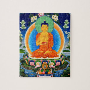 Tibetansk Thangka Prabhutaratna Buddha Jigszle Puz Pussel