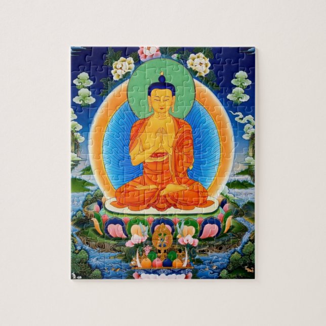 Tibetansk Thangka Prabhutaratna Buddha Jigszle Puz Pussel (Vertikal)