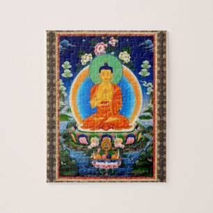 Tibetansk Thangka Prabhutaratna Buddha Jigszle Puz Pussel