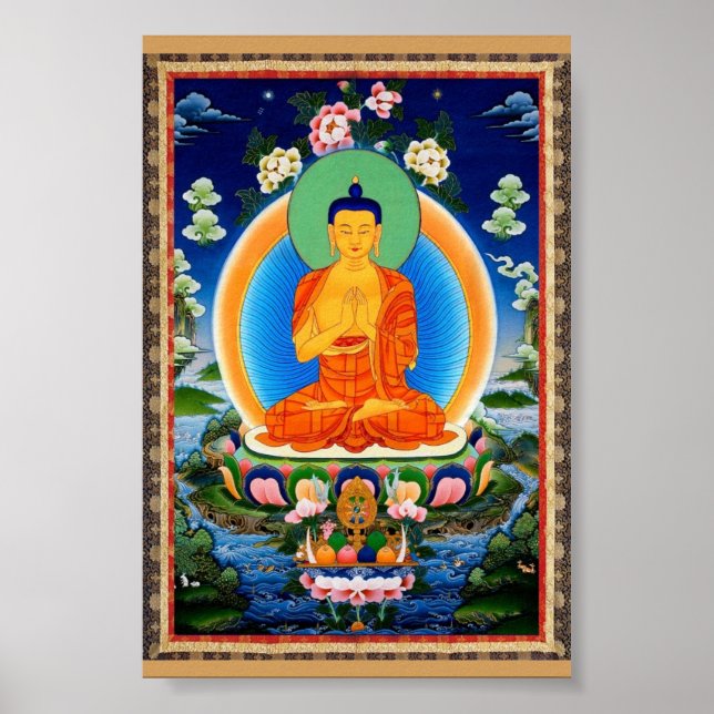 Tibetansk Thangka Prabhutaratna Buddha Poster (Framsidan)