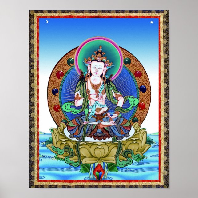 Tibetansk Thangka Vajrasattva Tattoo Mandala Skriv Poster (Framsidan)