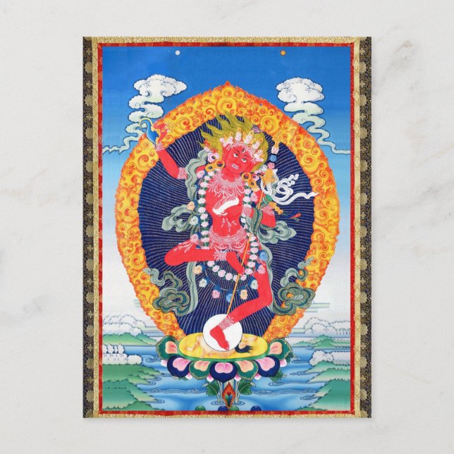 Tibetansk Thangka Vajravarahi Vykort (Framsida)