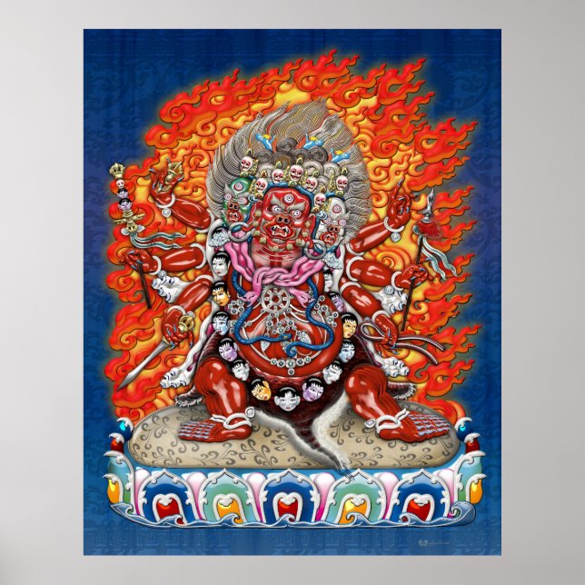 Tibetansk Thangka - Wrathful Gudom Hayagriva Poster (Framsidan)