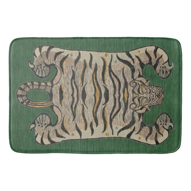 Tibetansk tiger Bath Mat-Grönt Badrumsmatta (Framsidan)