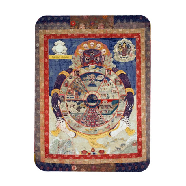Tibetansk Wheel of Life Cycle of Samsara Magnet (Vertikal)