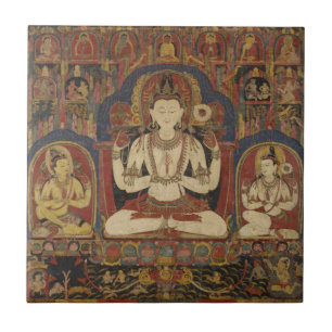 Tibetanska Bodhisattva Kakelplatta