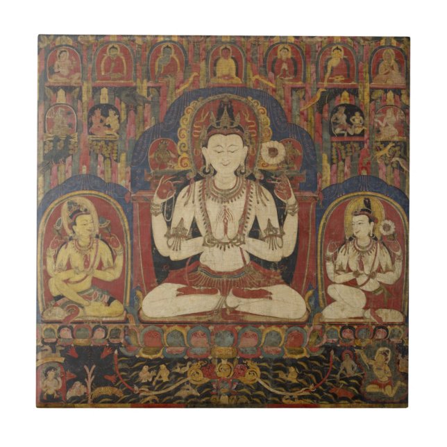 Tibetanska Bodhisattva Kakelplatta (Framsidan)