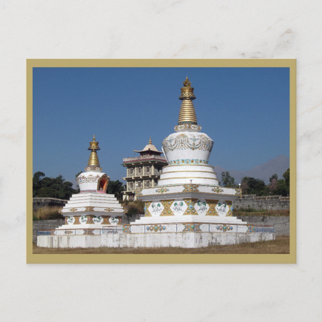 Tibetanska buddhistiska stupor vykort (Framsida)
