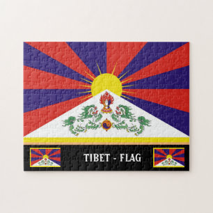Tibetanska Flagga och tibetanska land / Tibet och Pussel