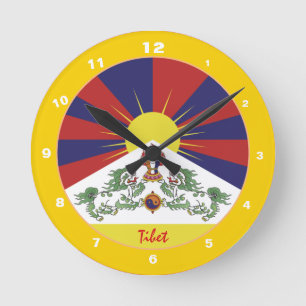Tibetanska Flagga & Tibet trendig mode / designklo Rund Klocka