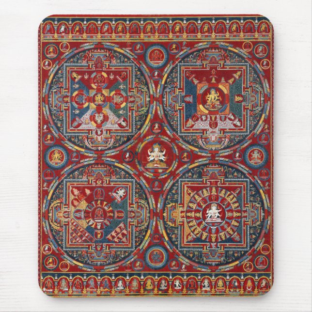 Tibetanska fyra mandalas i Vajravali-serien Musmatta (Framsidan)