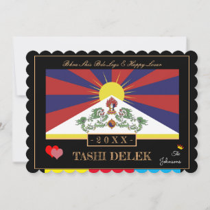 Tibetanska Losar & Tashi Delek - nyår/flagga Tibet Julkort
